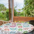 thumbnail image 2 of Ambesonne Mother's Day Fitted Round Tablecloth, Owls I Love You Mom, 40"- 44" Diameter, Pale Fuchsia and Soft Blue, 2 of 5