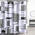 thumbnail image 1 of KOETAR Rideau de Douche en Polyester Géométrique Gris et Blanc, 72 Pouces x 72 Pouces Imperméable, 1 of 5