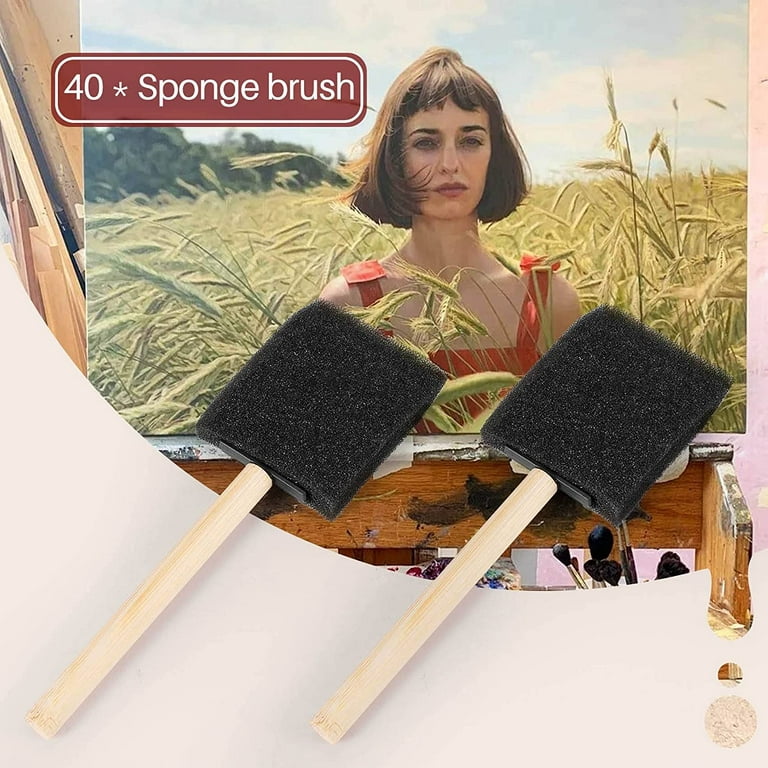 2 Paint Sponges for Painting, 50pcs Rectangle Painting Sponge Foam Brush,  Black