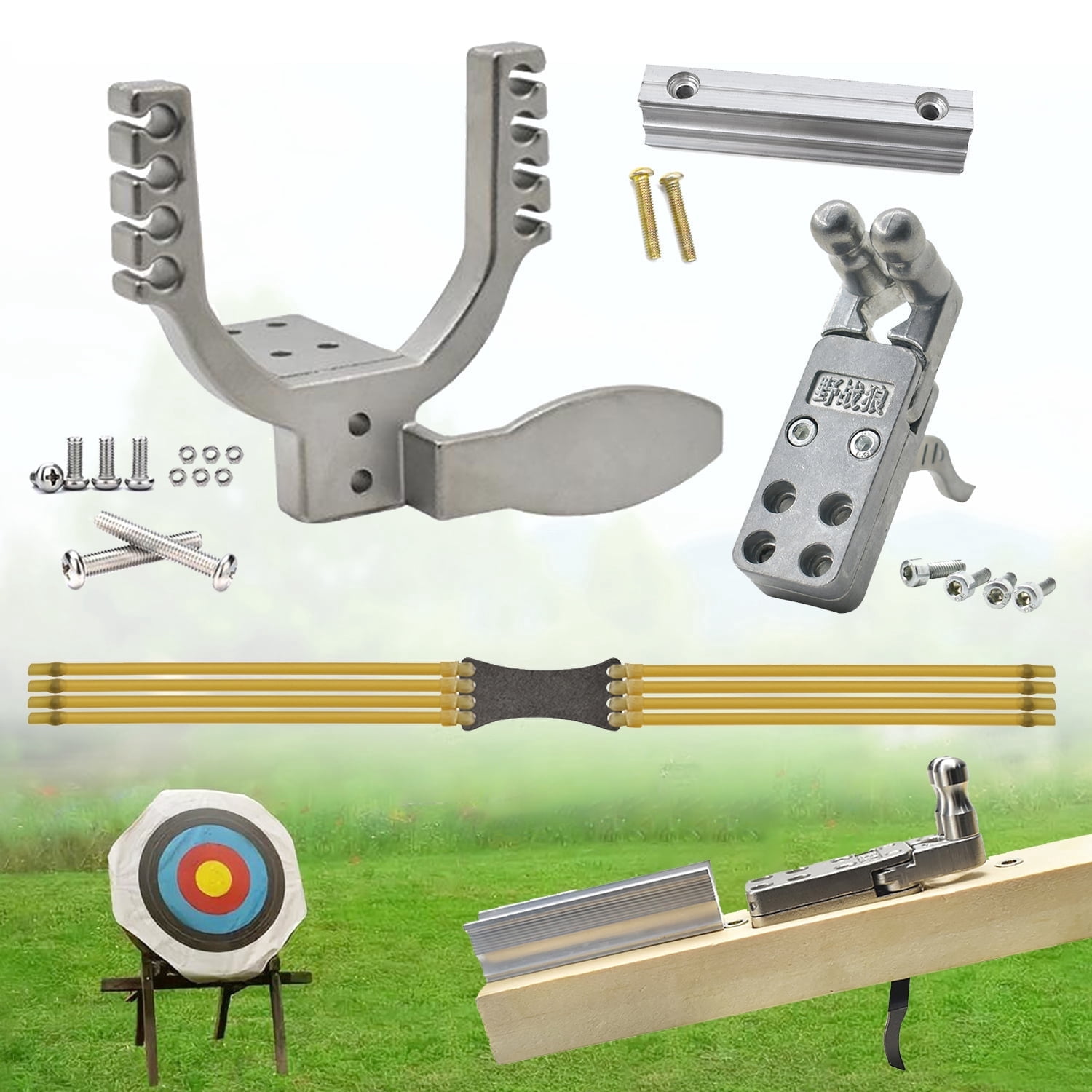 Piaoyu Slingshot Kit with Fork Frame - Hunting Slingshot with Bands and Other DIY Slingshot Accessories