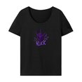 thumbnail image 1 of Camiseta para mujer de verano recuerdo suave cuello redondo camisa para viajar mochilero Negro, 1 of 7