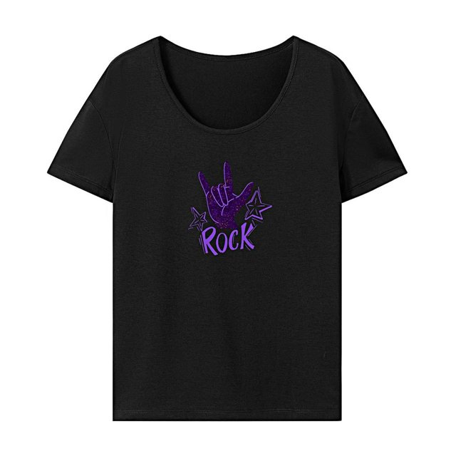 Camiseta para mujer de verano recuerdo suave cuello redondo camisa para viajar mochilero Negro