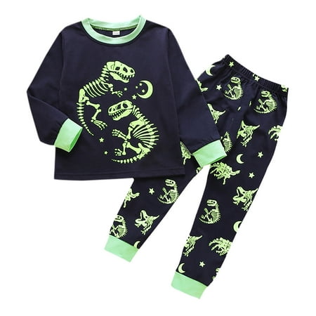 

Baby Kids Boys Pyjamas Two-Piece Set Long Sleeve Dinosaur Printed Tops+Pants Toddler Kids Sleepwear Nighties Clothes Outfit Set Autumn Winter Clothes Casual Homewear Loungewear
