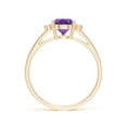 thumbnail image 2 of ANGARA Natural Pear 1.05 ct Amethyst Ring with Triple Diamond Accents in 14K Yellow Gold for Women (Size-9x6mm) | February Birthstone, Anniversary, Jewelry Gift for Women | Natural Amethyst Ring, 2 of 11