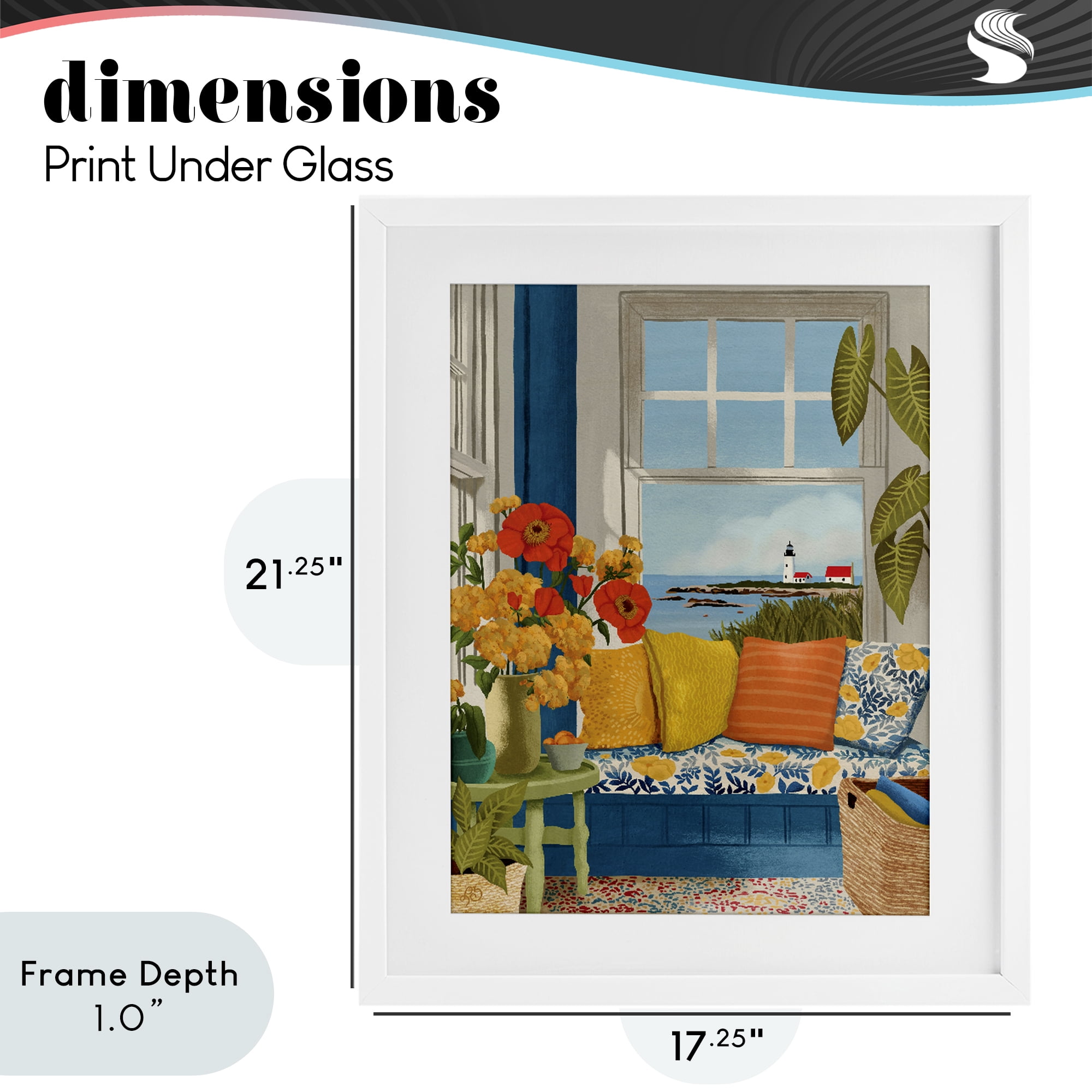 Stupell Industries Distant Lighthouse Window View White Framed Print Under Glass, design by Lisa R Dumm