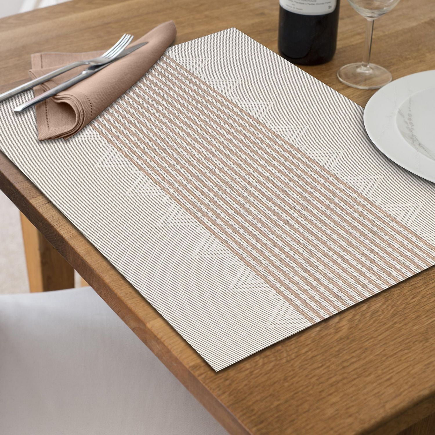 IH Casa Decor Vinyl Placemat Diamond Band White - Set of 12