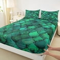 thumbnail image 3 of jejeloiu Fish Scales Queen Sheet Sets,Ocean Animal Mermaid Flat Sheet,Green Retro Print Queen Fitted Sheet For Teens,Ultra Soft Home Decor,4 Pieces, 3 of 7