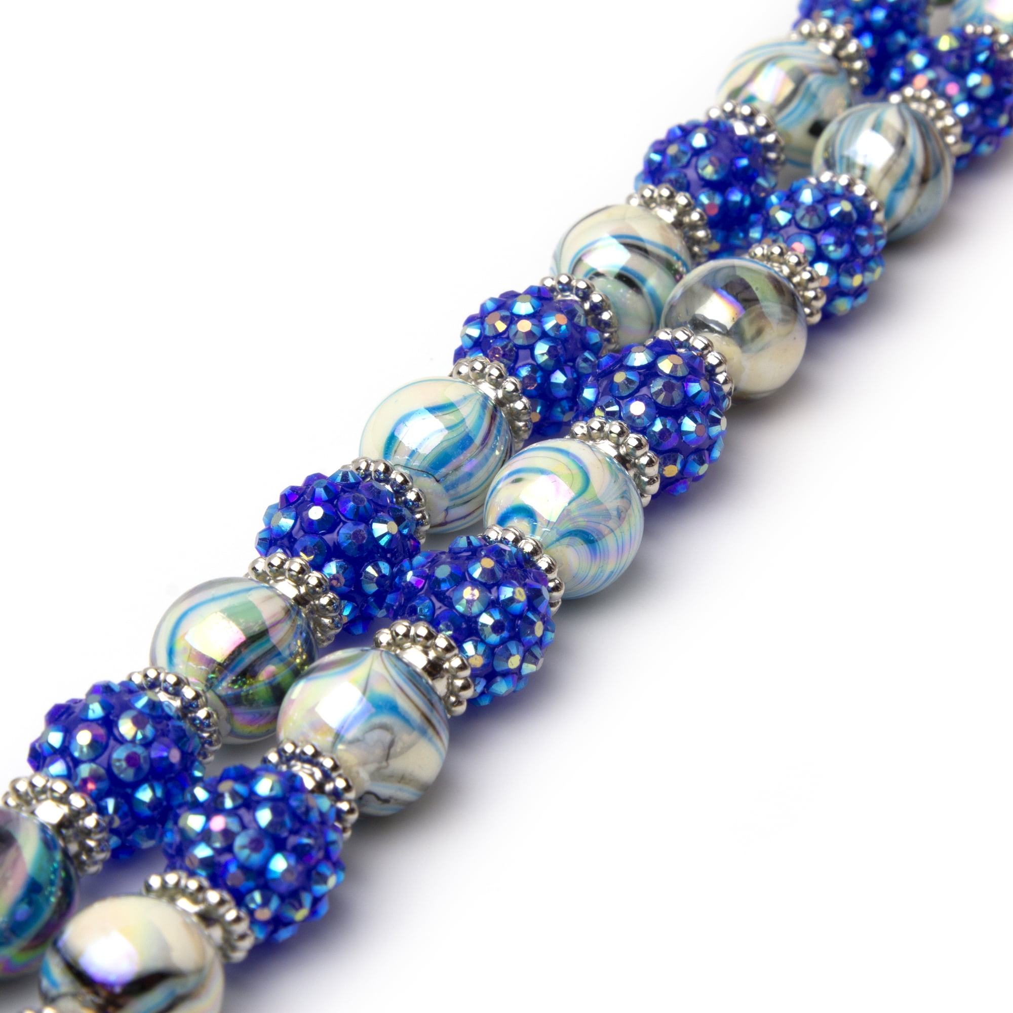 Cousin DIY Acrylic Shambala Bead Strand, 54 Piece, Blue AB and White