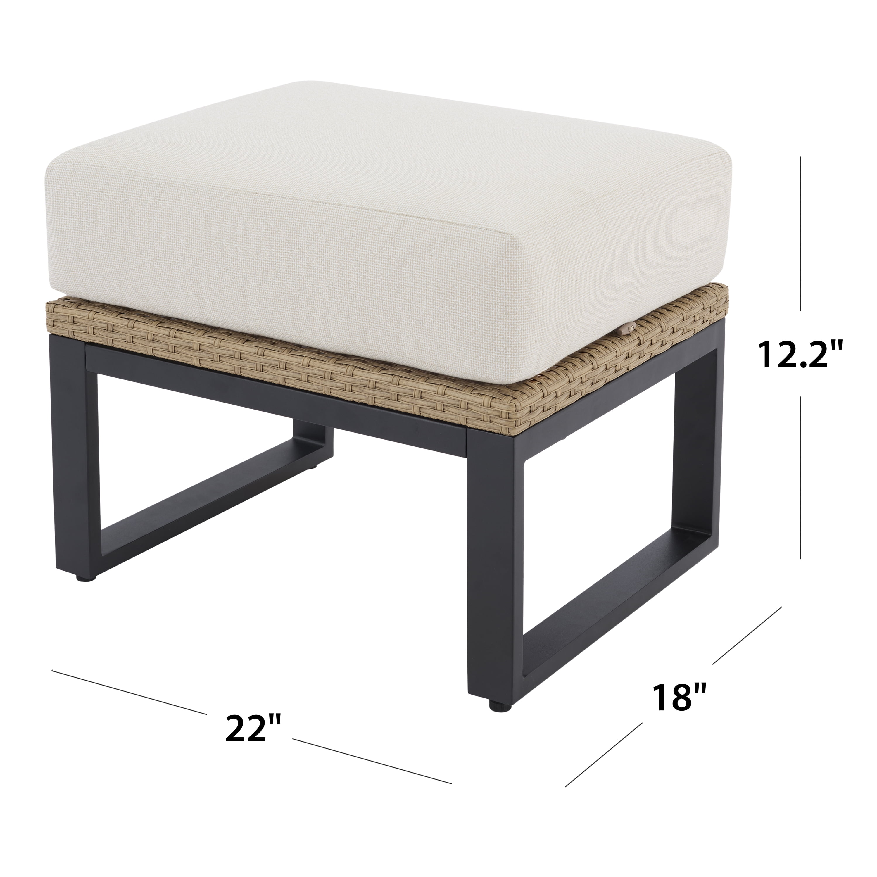 Better Homes & Gardens Ventura 2-Piece Outdoor Wicker Ottoman, Beige