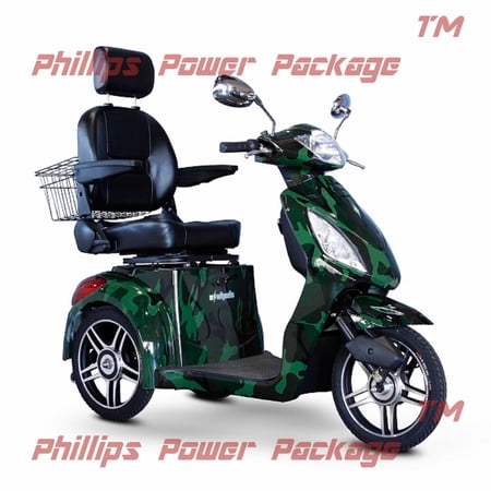 E-Wheels - EW-36 Full-Sized Scooter - 3-Wheel - Camouflage - PHILLIPS POWER PACKAGE TM - $500 VALUE