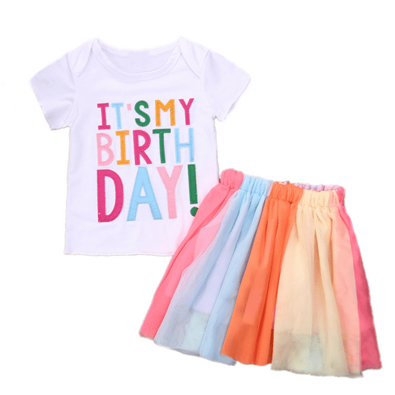Okbabeha Toddler Girl Birthday Outfit Two Three Four Five Six Birthday Shirt Tutu Tulle Skirt Dress Little Girl Birthday Clothes