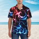 thumbnail image 2 of Balery Red And Blue Lightning Camisas hawaianas de manga corta para hombre, camisas playeras de corte holgado, camisas de vacaciones con botones,3X-Large, 2 of 7