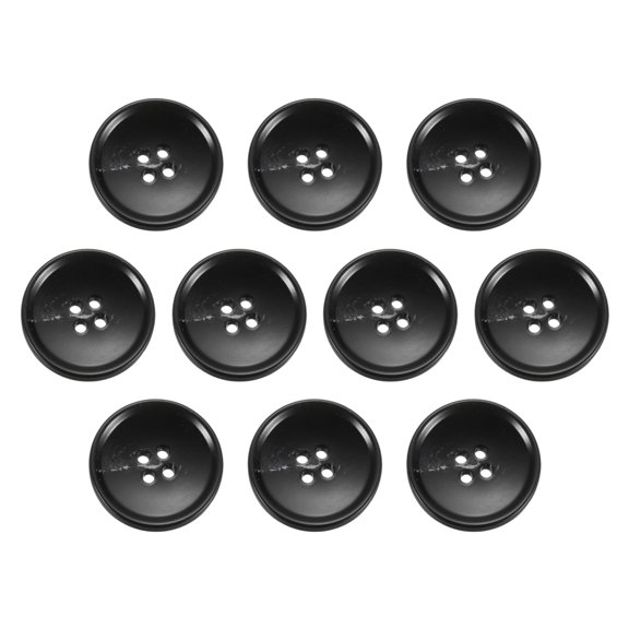 Uxcell 10pcs Resin Sewing Button, 28mm 5/8-inch 4 Holes Round Buttons for Coat, Men's Suit, Clothes Garment, 4#Black
