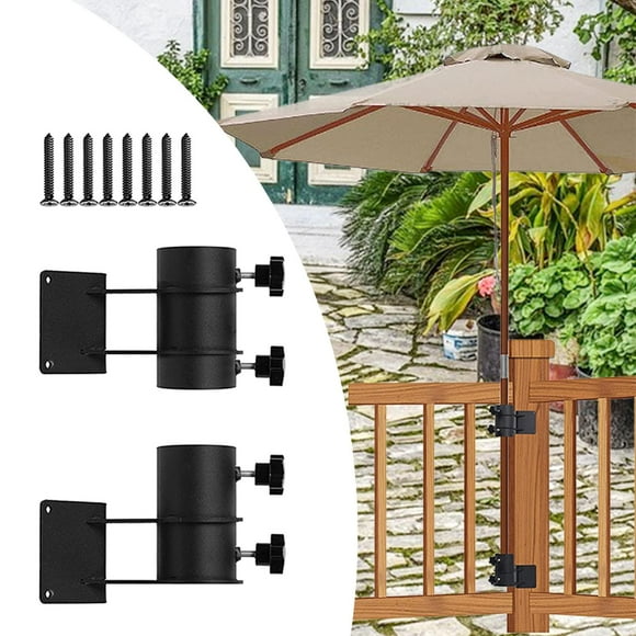 2x Parasol Base Rack Metal Clamp Patio Railing Deck with Screw Accessories Outdoor Umbrella Holder Stand for Balcony, Bench ,Boats ,Garden, Yard