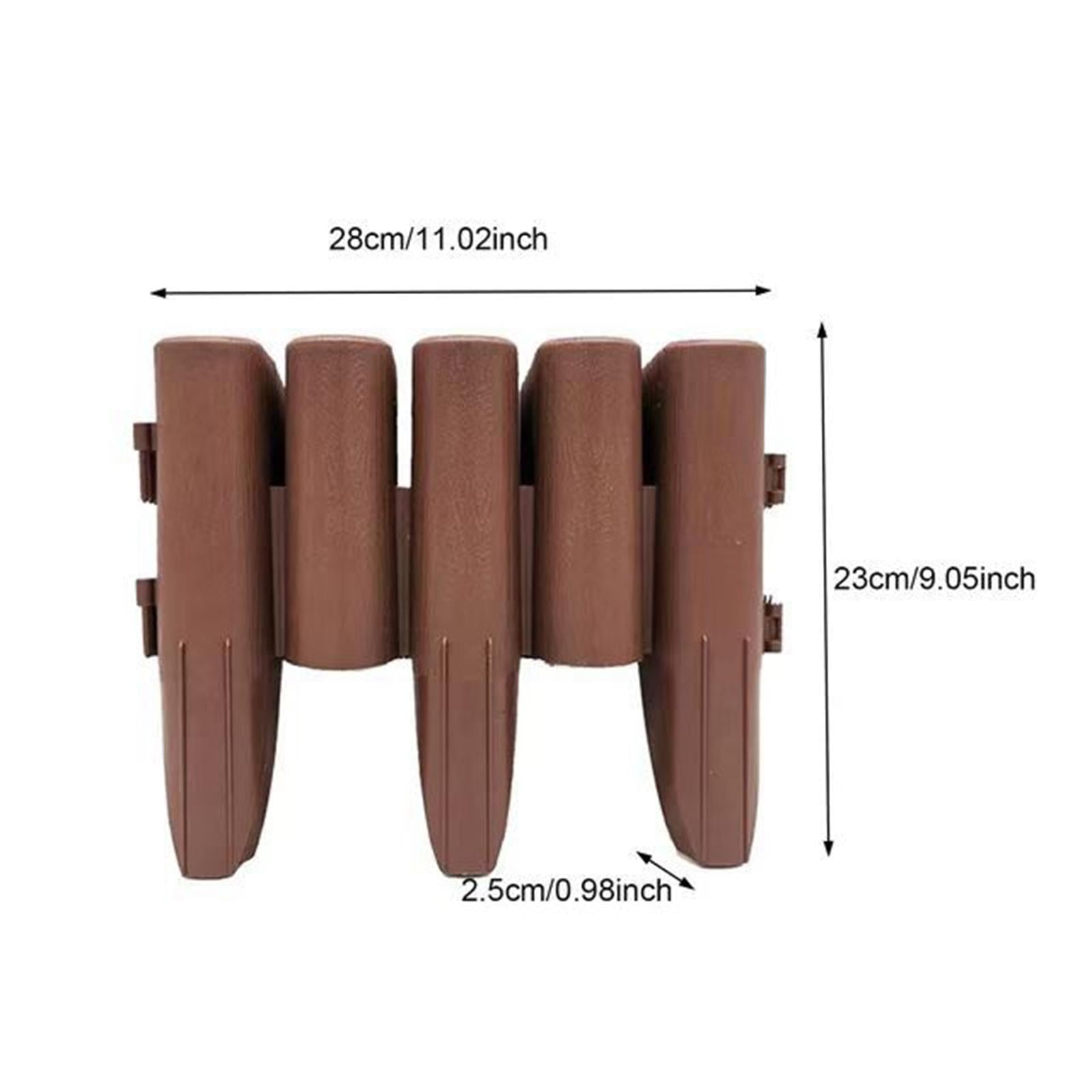 5 Piece Garden Fence Border, Reusable Edging Durable Decorative, Flower Edging for Yard Landscape Patio Outdoor Decor for Garden Path Walkway, Brown, 28cmx23cmx3.5cm