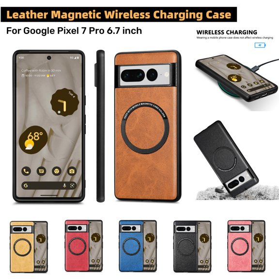 Elehold Magnetic Wireless Charging Case Compatible with Google Pixel 7 Pro 6.7 inch with Car Magnetic Shockproof for Google Pixel 7 Pro,Brown