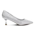 thumbnail image 5 of LuckLilac Women's Pumps 2.1inch Shoes Slip-Resistant Dress Shoes, Low Kitten Heel, Pointy Toe, Silver,7M, 5 of 5