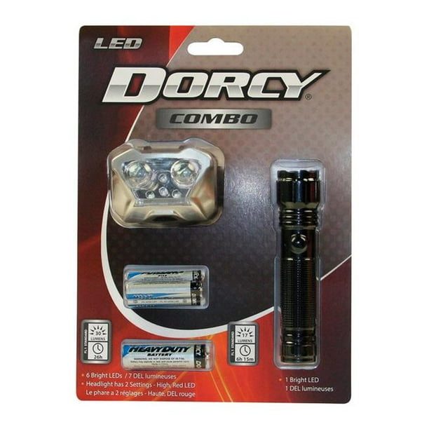 Dorcy 3894797 30-17 Lumens AAA Batterie LED Lampe de Poche et Phare Combo Pack&44; Noir