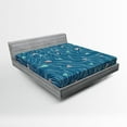 thumbnail image 1 of Ambesonne Nature Fitted Sheet, Waves and Ships Cartoon, Full Size, Petrol Blue Jade Green, 1 of 2