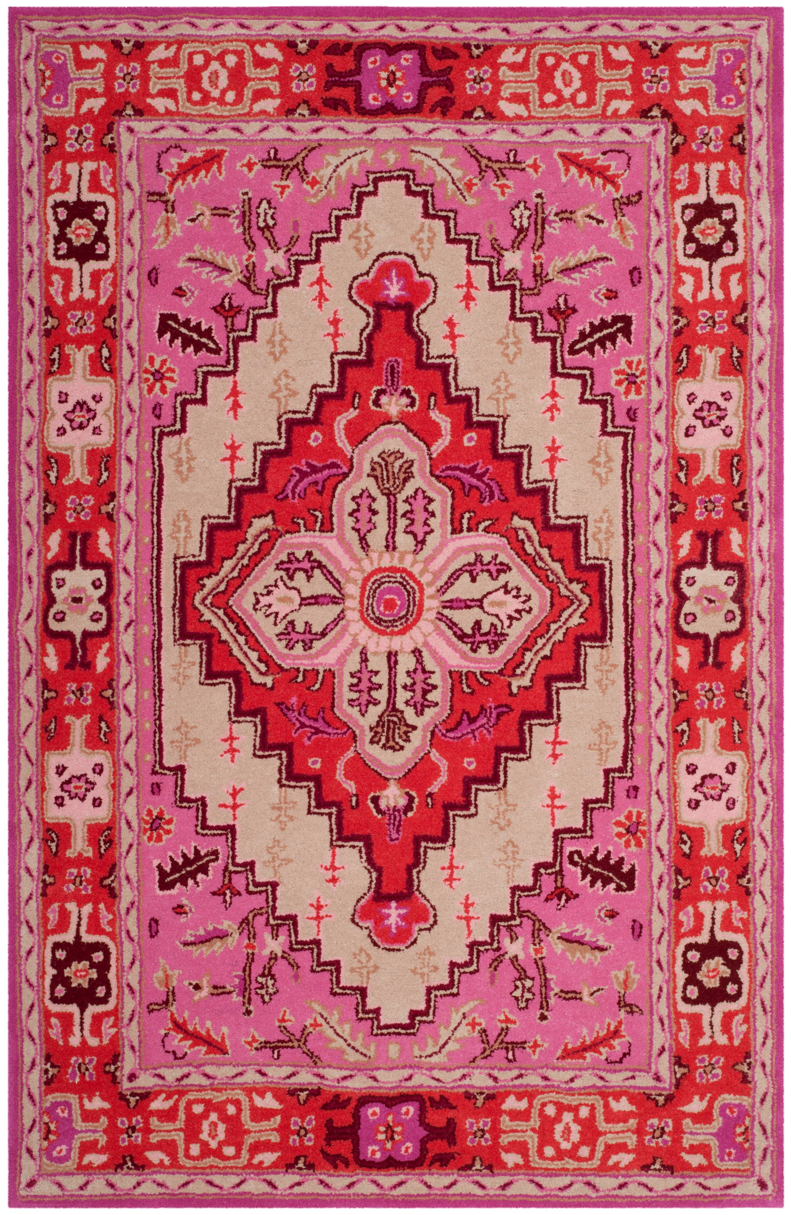 SAFAVIEH Bellagio Deacon Floral Bordered Area Rug, Red Pink/Ivory, 3' x ...