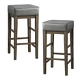 thumbnail image 1 of Lexicon 29 Inch Pub Height Wooden Bar Stool Leather Seat Barstool, Gray (2 Pack), 1 of 4