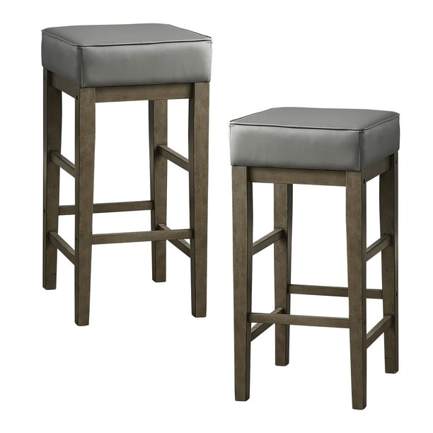 Lexicon 29 Inch Pub Height Wooden Bar, Bar Stool Leather Seat