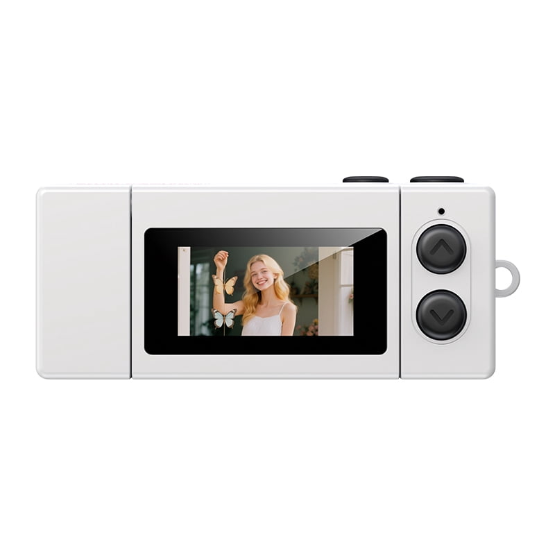Instant Mini Digital Camera Keychain, 1080P HD Video Recorder with Flip Screen, Ultra Portable，9 Vibrant Colors for Students, Vloggers, Daily Use & Retro Style（White）