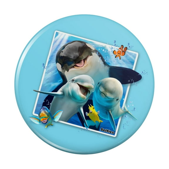 Ocean Selfie Picture Orca Killer Whale Dolphins Kitchen Refrigerator Locker Button Magnet