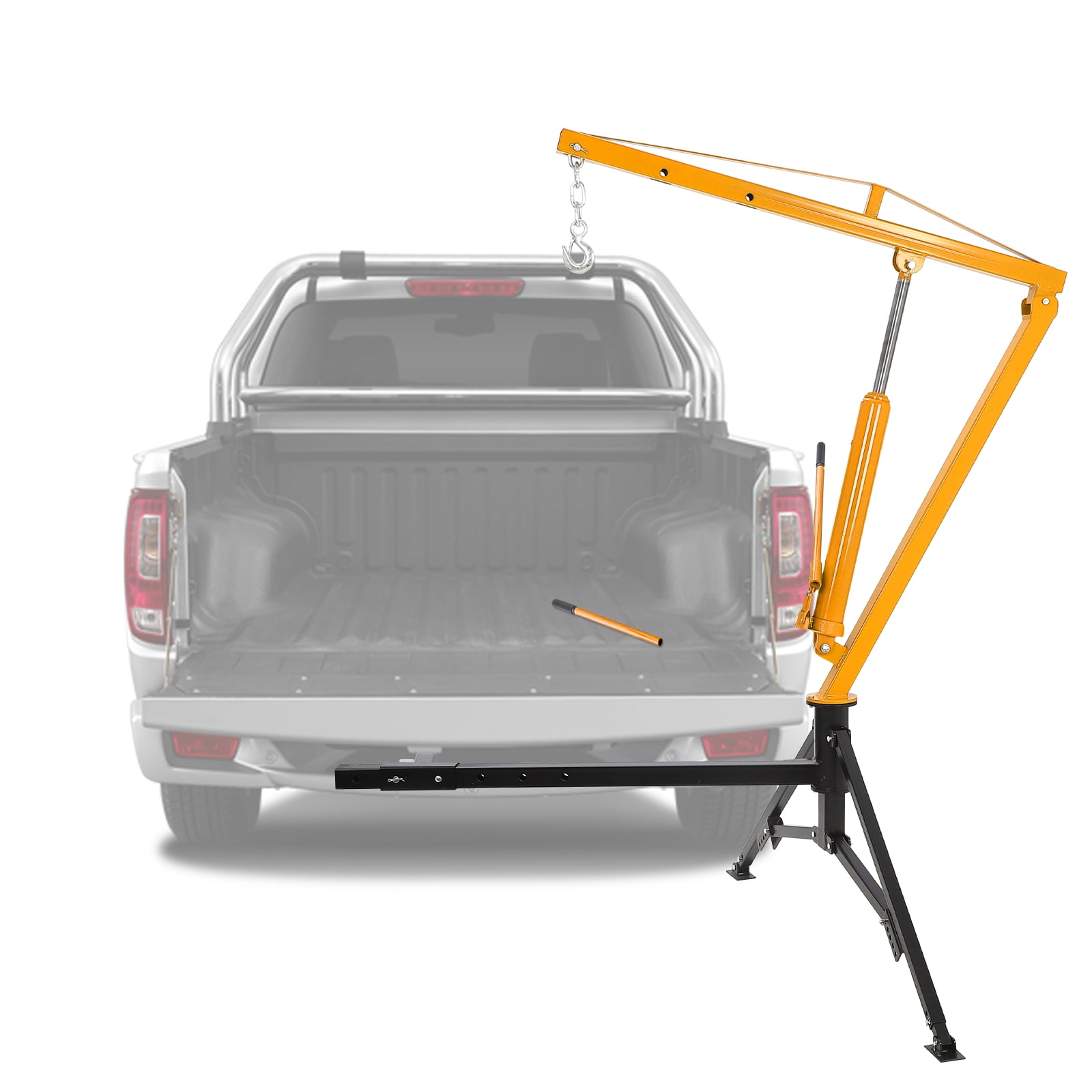 Hydraulic Pickup Truck Crane 1000LBS Capacity, 360° Swivel Hitch Mounted Crane with Adjustable Boom 30-90", Heavy Duty Truck Hoist for Engine Lifting & Construction