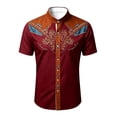 thumbnail image 4 of VeFlora Men's Oktoberfest Outfits, Short Sleeve Button Down Oktoberfest Shirts for Men, Casual Top for Oktoberfest, Party and Festival Wear(Brick Red4/XL), 4 of 4