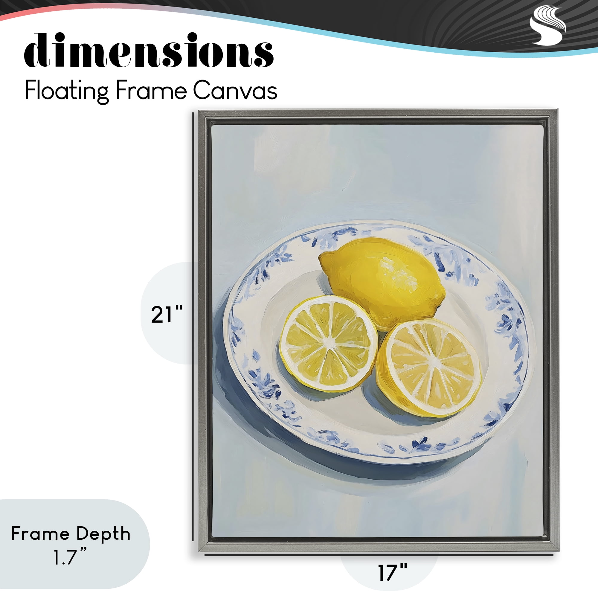Stupell Industries Plate of Juicy Lemons Gray Framed Floater Canvas Wall Art, design by The Prints Vibe