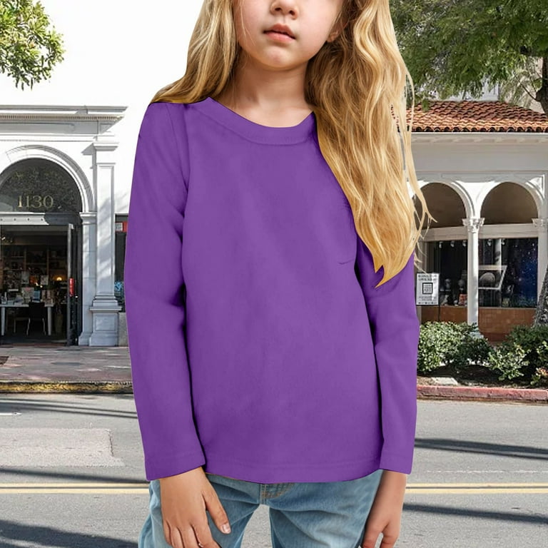 alcepopk Girls Long Sleeve Shirts Soft Crewneck Long-Sleeve T