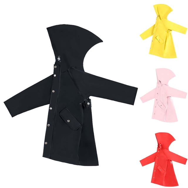 Gyexs Imperméable pour Filles, Mignon Imprimé de Dessins Animés, Veste à Capuche Réutilisable, Combinaisons de Pluie avec Capuche, Combinaison Imperméable Rouge, 5-6 Ans