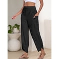 thumbnail image 5 of ANRABESS Womens Wide Leg Palazzo Capri Pants 2026 Summer Casual Loose High Waisted Lounge Flowy Cropped Beach Work Trousers Black Medium, 5 of 9