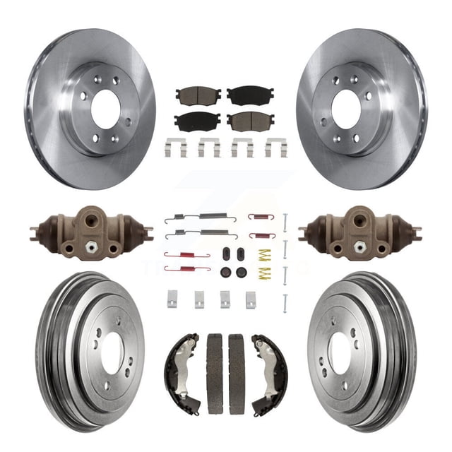 CMX Front Rear Disc Brake Rotors Ceramic Pads and Drum Kit (9Pc) for Car Hyundai Accent Kia Rio Rio5 K8C-102922