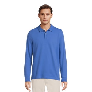 George Men's Long Sleeve Pique Polo Shirt