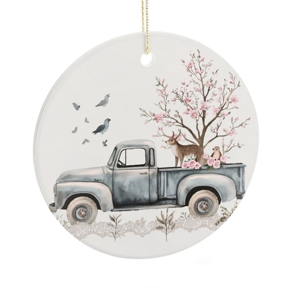 Rustic Winter Woodland Animals Ceramic Christmas Ornament Rustic Forest Animals Custom 3" Ceramic 2025 Xmas Ornament Customized Ceramic Xmas Tree Decor