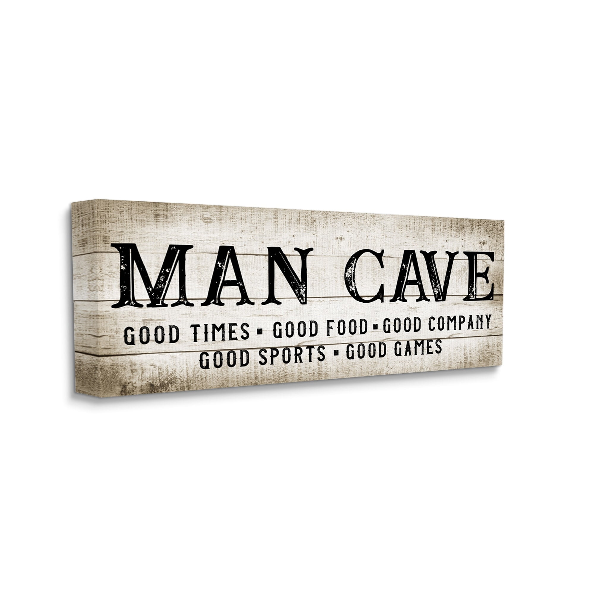 Stupell Industries Man Cave Rustic Grain Pattern Typography Sign Graphic Art Gallery Wrapped Canvas Print Wall Art, Design by CAD Designs