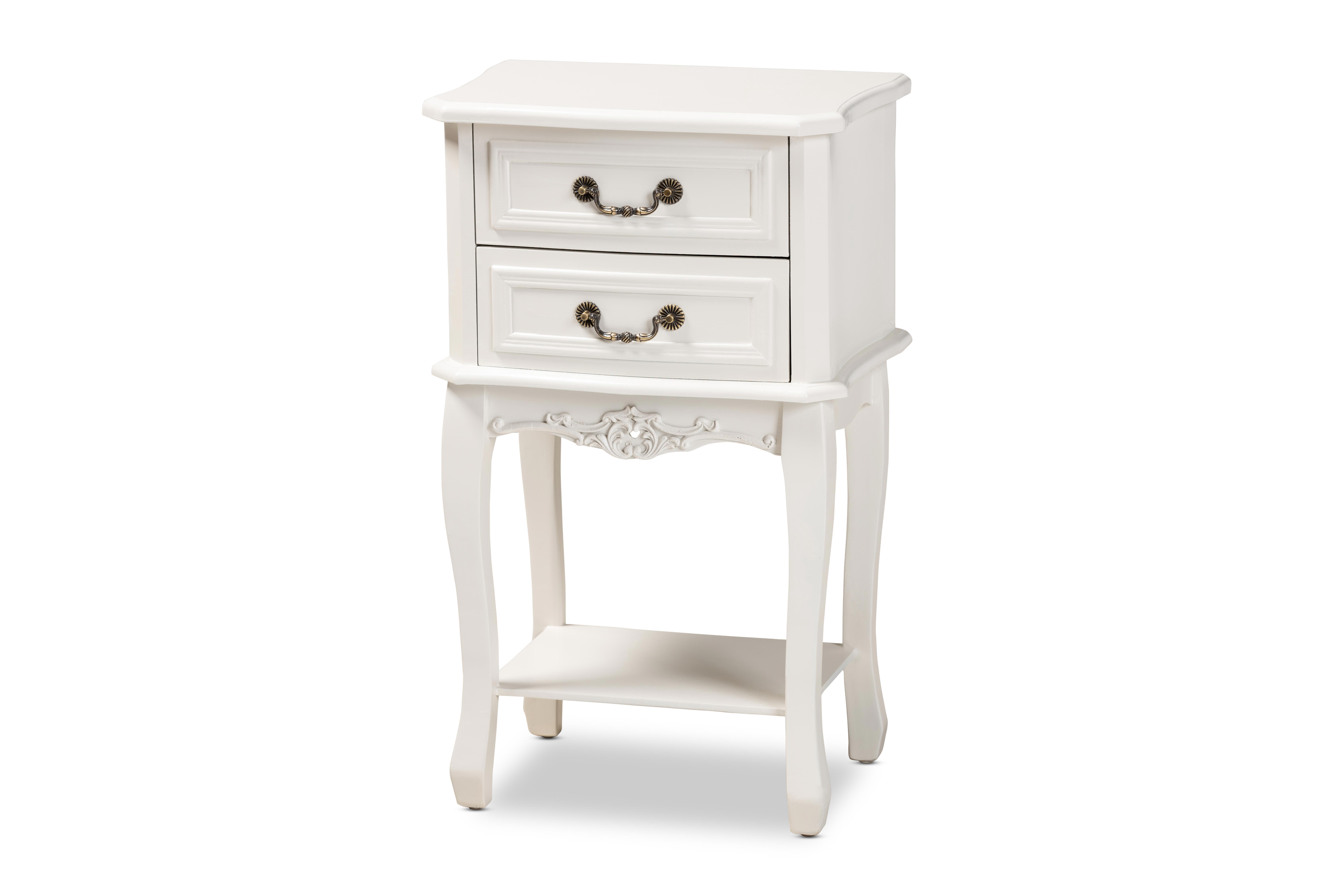 Baxton Studio Gabrielle Traditional French Country Provincial White-Finished 2-Drawer Wood End Table