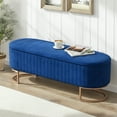 thumbnail image 4 of 50" Storage Bench Velvet Bedroom Ottoman,Upholstered End of Bed Bench with Gold Legs,Flipping Lid Entryway Footrest, 4 of 8