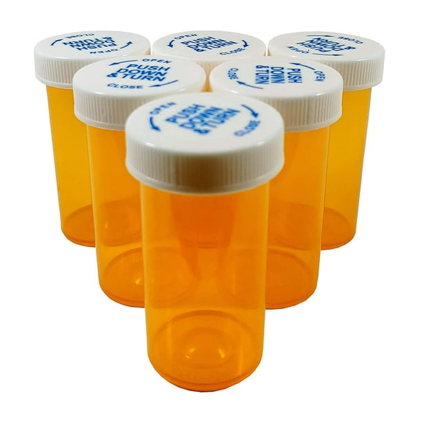 Pack of 15 Amber 40 Dram Pill Bottles Empty with Caps Child Resistant