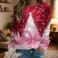thumbnail image 4 of FDGIU Women's Christmas Long Sleeve T-Shirt - Lightweight Christmas Tree Graphic Top, Snowflake Sequined Blouse, Xmas Vacation Casual Sweatshirt, 4 of 6