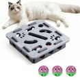thumbnail image 6 of HUISZJ Cat Nail File Toy Enrichment Box Cat Puzzle Maze Holes Toy with 3 Bell Balls Interactive Cat Nail File Scratcher Board (Gray), 6 of 8