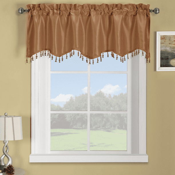 Soho Silk Straight Solid Window Curtain, Curtain Valance Rod