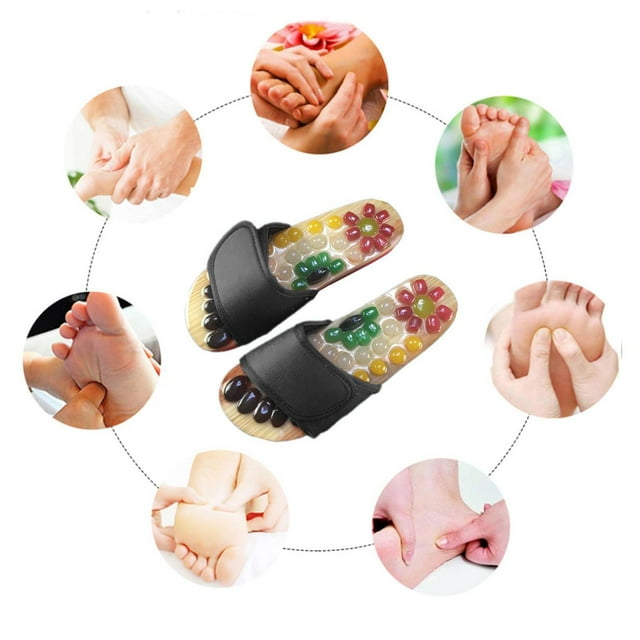 Seitruly 1 par de zapatos de acupuntura para masaje de pies, zapatos de acupuntura para pies masajeadores Negro 43-44 Tamaño