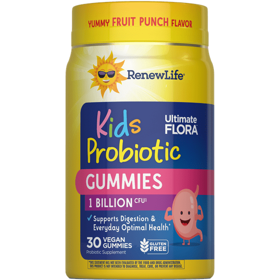 Renew Life Kids Tummy Gummy with Prebiotics and Probiotics ,Unisex, Raspberry, 30 Count
