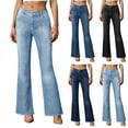 thumbnail image 7 of qucoqpe Women's High Waisted Flare Jeans Baggy Stretchy Versatile Straight Leg Denim Pants with Pockets, 7 of 7