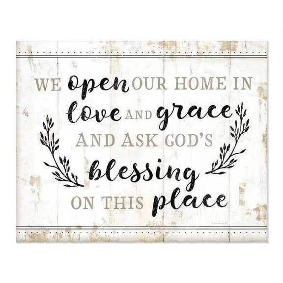 We Open Our Home In Love And Grace Farmhouse Wood Style Wall Sign 12x15