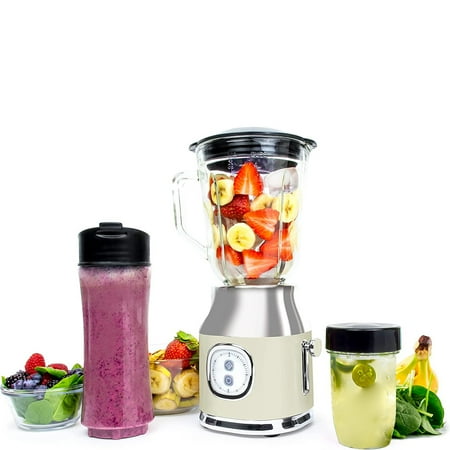 

Classic Retro Electric Pulse Blender for Shakes Smoothies - With 1 Liter Glass Pitcher (White)