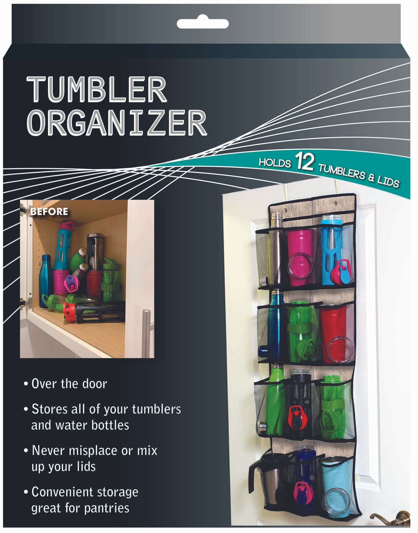 Jokari Over The Door Hanging Water Bottle, To Go Coffee Tumbler and